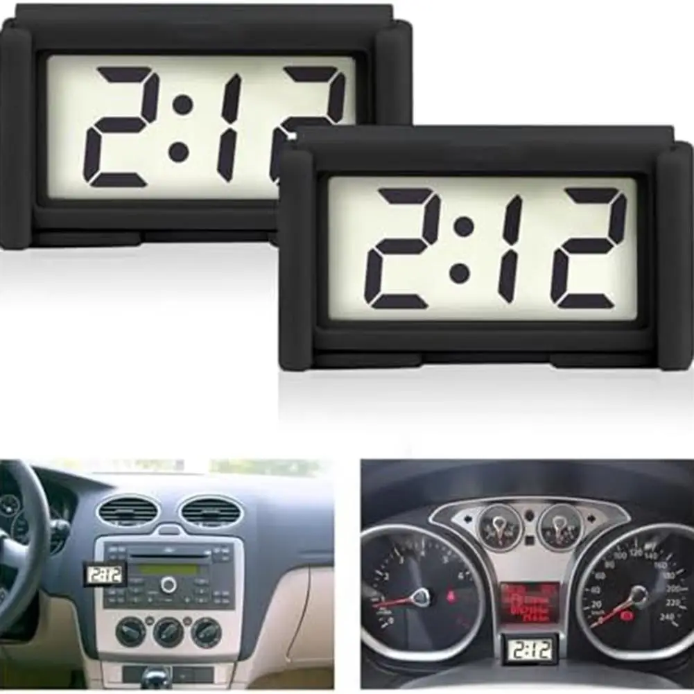 Mini Car Digital Clocks (Pack of 2) Conveniently Sized with Double Sided Tape Mounting Ideal For Any Vehicle Interior