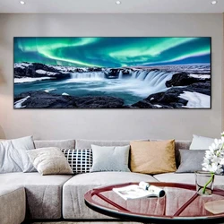 5D fai da te diamante mosaico pieno strass paesaggio verde Aurora del nord luci cascata pittura diamante grande ricamo H12