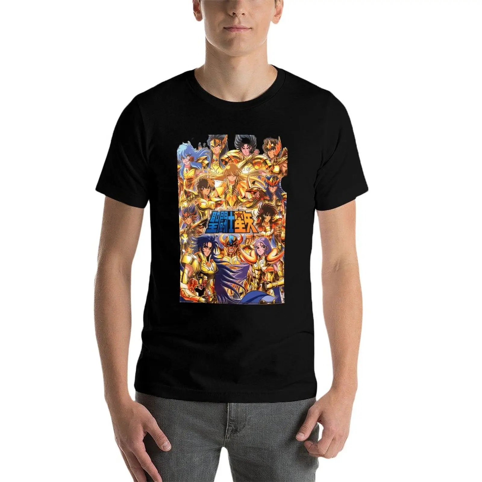 Camiseta 100% algodão macia saint seiya ouro saint mu aldebaran saga deathmask aiolia shaka dokho milo aiolos shura camus afrodite