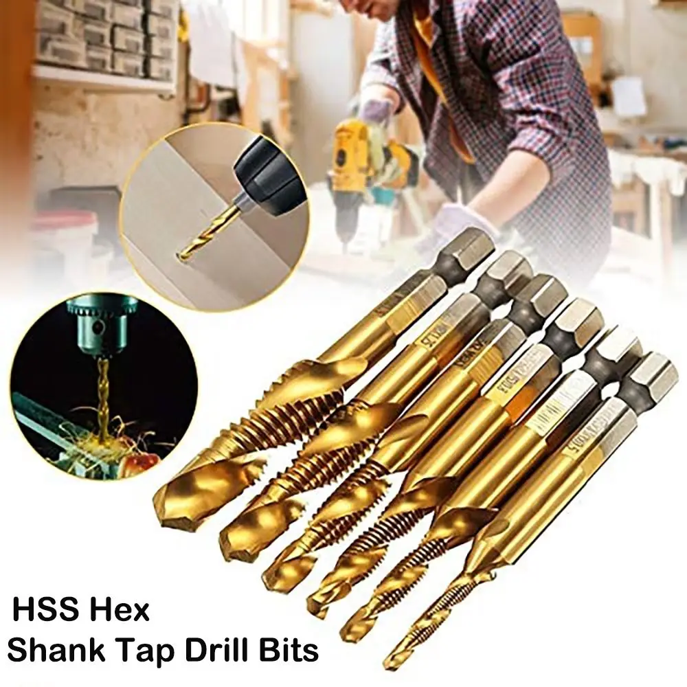 

Compound Tap Tap Drill Bits Screw Machine HSS Shank Tap Drill Bits Tap Drill Bit Titanium Plated Hex Shank