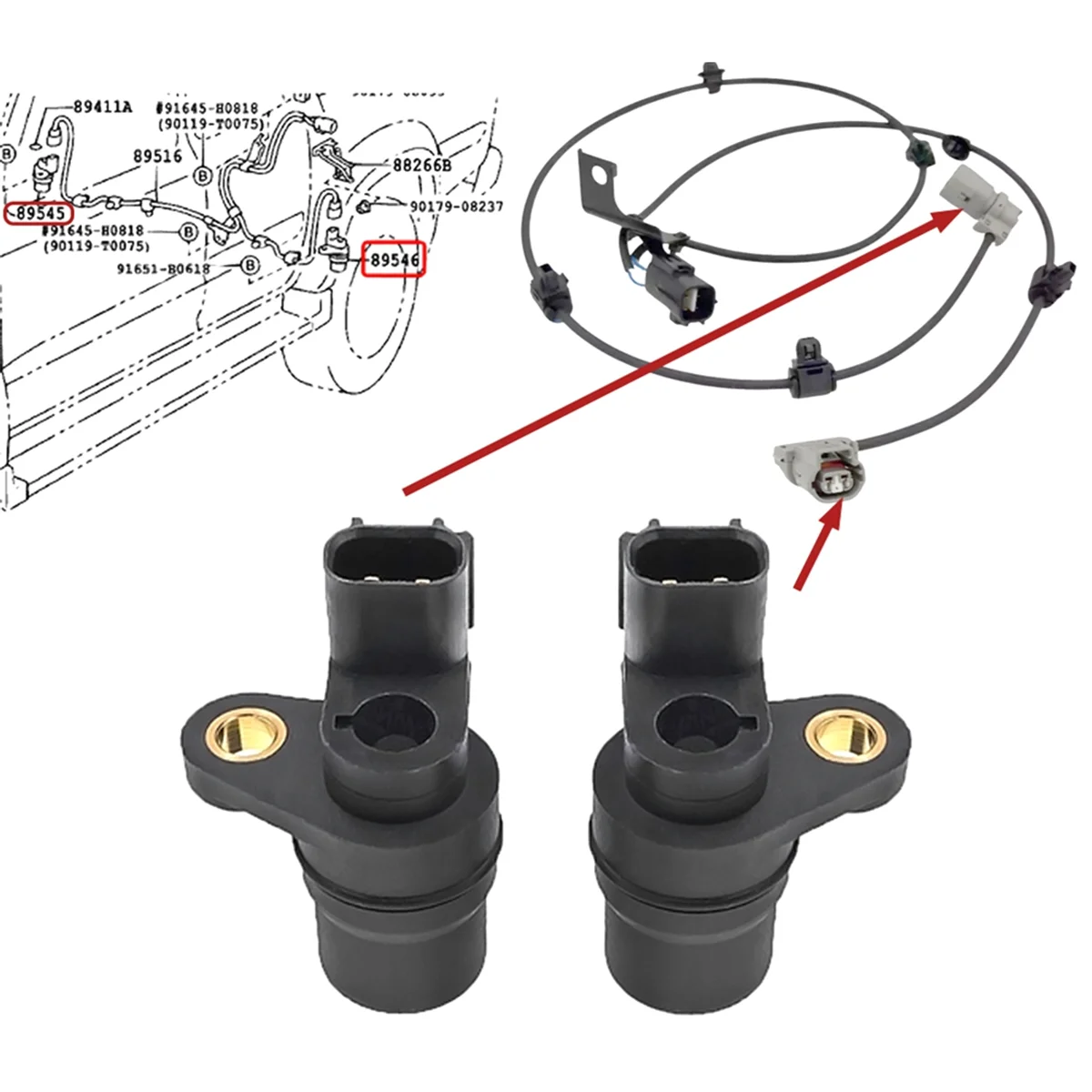 Rear L/R ABS Wheel Speed Sensor 89546-0K010 89545-0K010 for Toyota T100 Tundra Tacoma 1995-2006 Hilux 89546-0K040