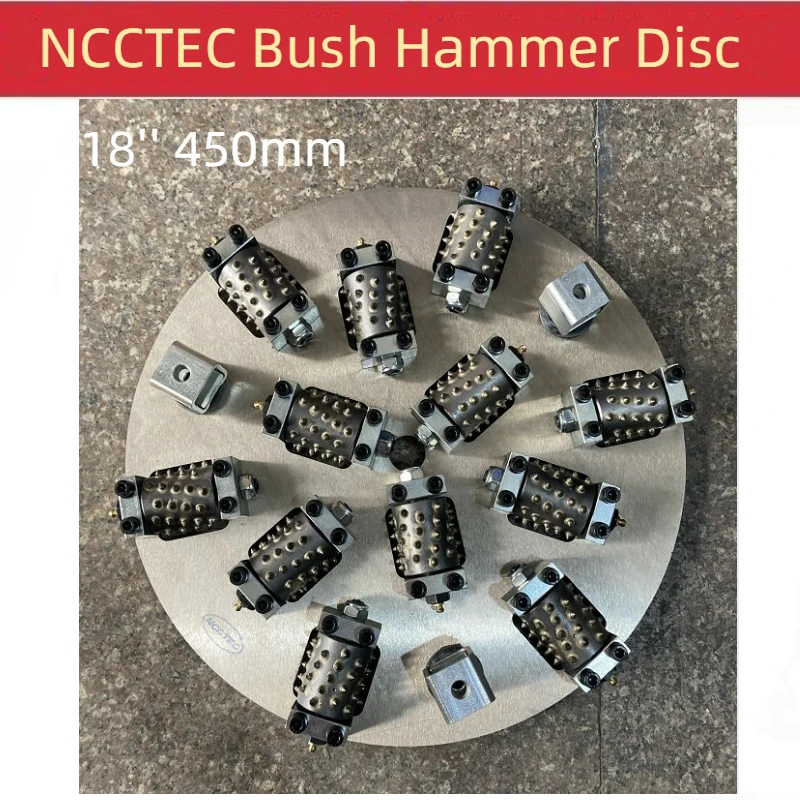 

18'' bush hammer plate 12 bits | 450mm carbide alloy Grinding wheel Disc for bush hammered granite marble | M14 M16 M12 5/8''-11