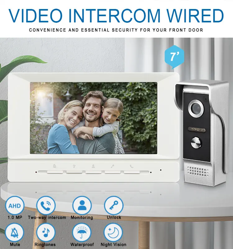 

7 Inch TFT Monitor 920TVL HD Wired Video Door Phone Intercom Peephole Viewer Visual Doorbell