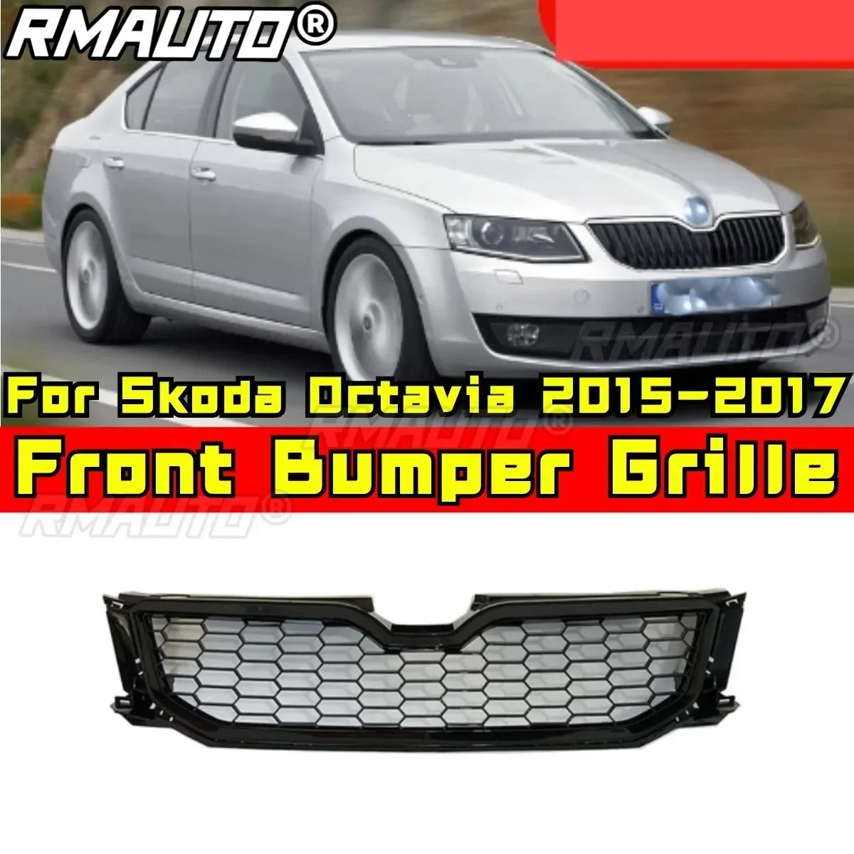 For Skoda Octavia Bumper Grill Racing Grills Car Front Grille Grillg Exterior Part For Skoda Octavia 2015-2017 Car Accessories