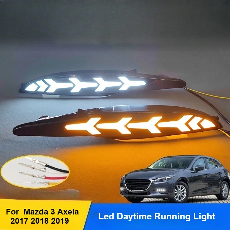 Led Daytime Running Light Front Fog Lamp Flowing Turn Signal For Mazda 3 Axela 2017 2018 2019 Modification Accessories