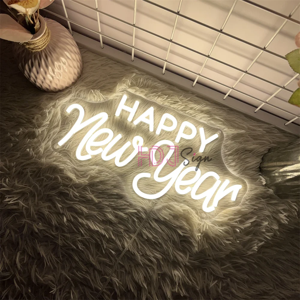 Happy New Year Neon Sign Led Lights Party Room Wall Decor Merry Christmas New Year Neon Sign Bedroom Decoration LED Lights USB