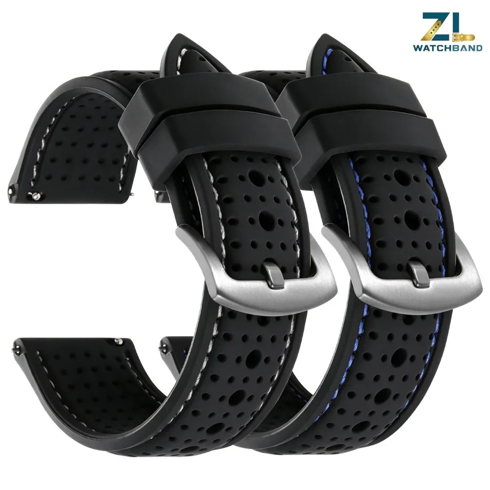 Bracelet de montre en Silicone respirant, 20mm, 22mm, 24mm, confortable, étanche, résistant à la sueur, pour Seiko, pour poignet Huawei