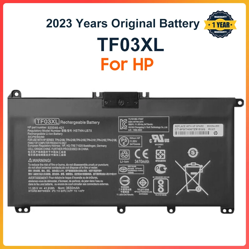 

TF03XL TF03 Battery For HP Pavilion 15-CC 14-bf033TX 14-bf108TX 14-bf008TU HSTNN-UB7J TPN-Q188 TPN-Q189 TPN-Q190 Q191