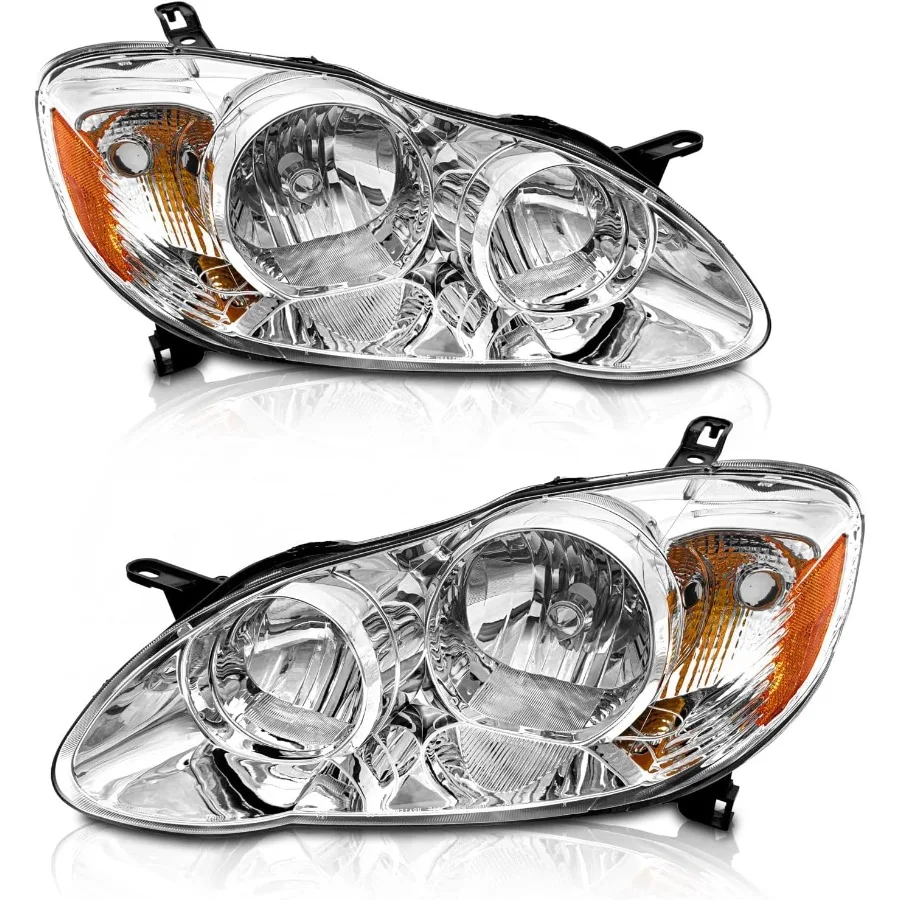 

For 20032008 Corolla Headlights Assembly Compatible with 2003 2004 2005 2006 2007 2008 Corolla Chrome Housing Amber Reflector