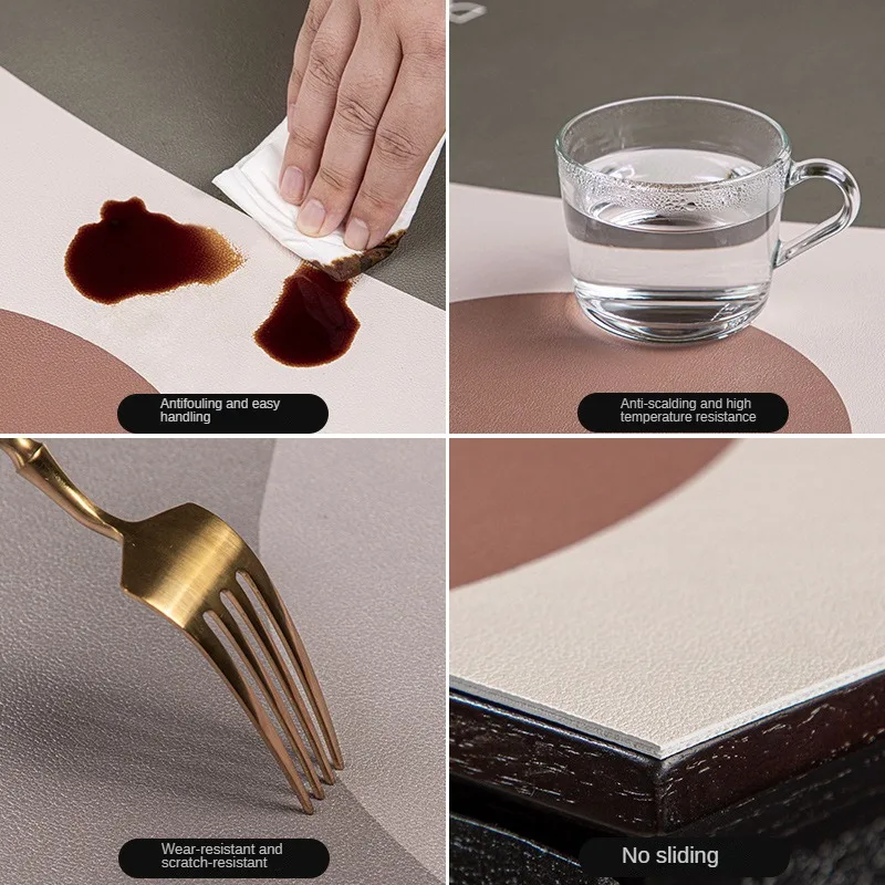 PVC Table Cloth Waterproof Slip-Resistant Circular Tablecloth Heat-Resistant Cuttable Wipeable Table Cloth Dining Table