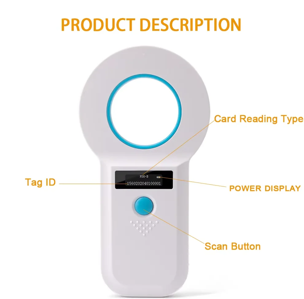 Bluetooth Chip Animal Tag Microchip Reader Chip ID Scanner Rechargeable Data Storage Animal Portable OLED Pet Dog Cat Scanner