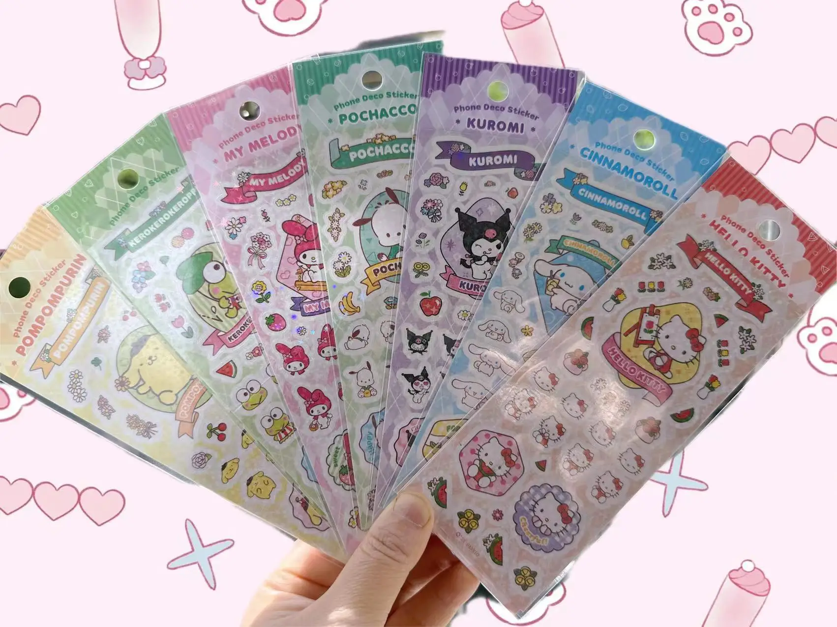

New Sanrio Laser Cartoon Waterproof Goo Card Stickers Diy Trend Cute Animal Hand Account DecorationGuka Phone Sticker DIY Decals