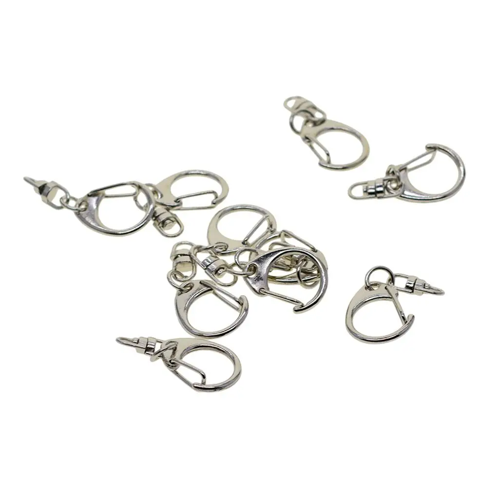 10pcs Silver Swivel Clips Handbag Key Ring Lobster Snap Hooks Clasp Holder