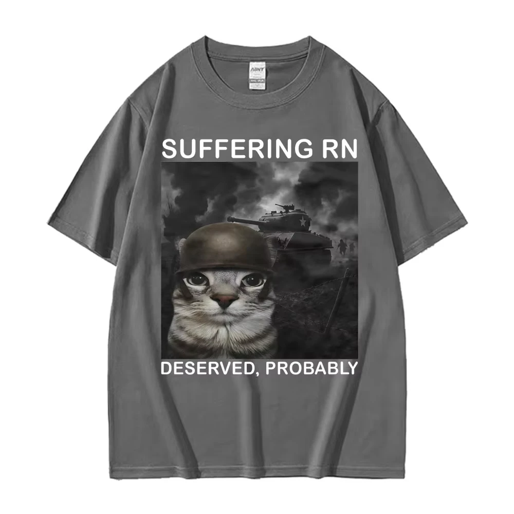 الرجال والنساء ريترو Harajuku 100_ القطن تي شيرت الشارع ارتداء suffering Rn يجب أن يكون متعة القط ميمي نمط تي شيرت