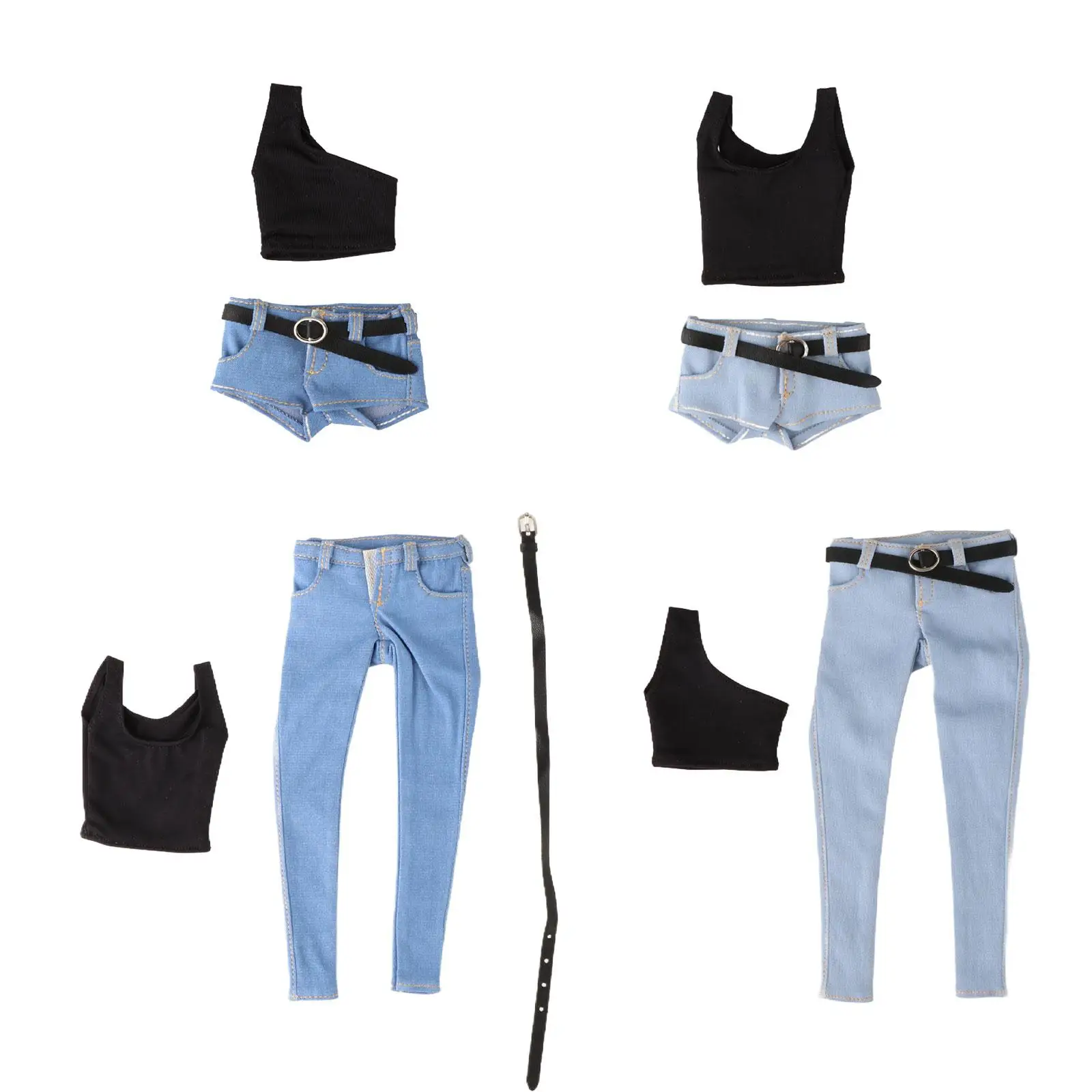 

1:6 Action Figures Clothing Set Blue Denim Set with Belt Kids Adults Gifts