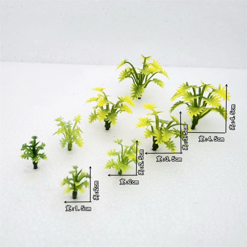 2CM-3.5CM Miniature Flower Grass Model ABS Plant Diy Material For Making Railway Building Sand Table Layout Diorama Kits 100Pcs