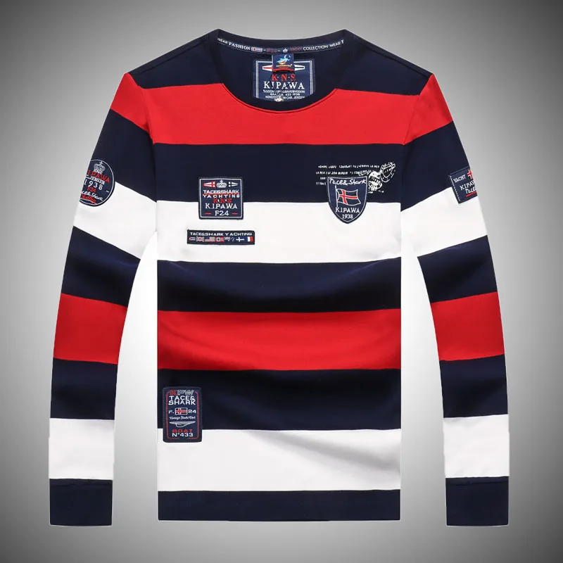 

Busin Casual Men's Long Sve round Ne T-irt Striped Base Layer irt Inner Wear Top Youth Faion Cotton irt