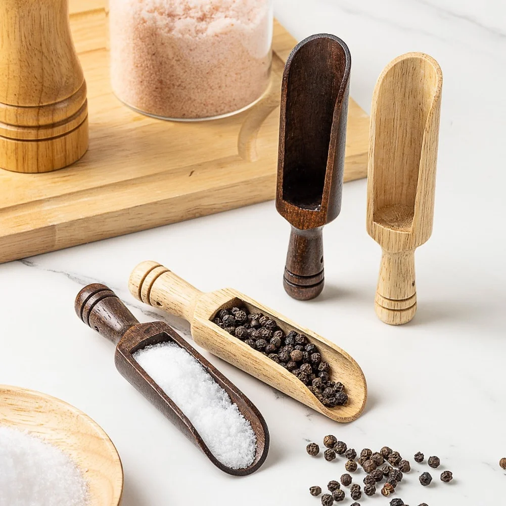Solid Wood Seasoning Spoon Small Wooden Scoop For Salt Pepper Tea Coffee Spice Household Kitchen Cook Condiment Taking Tool Part