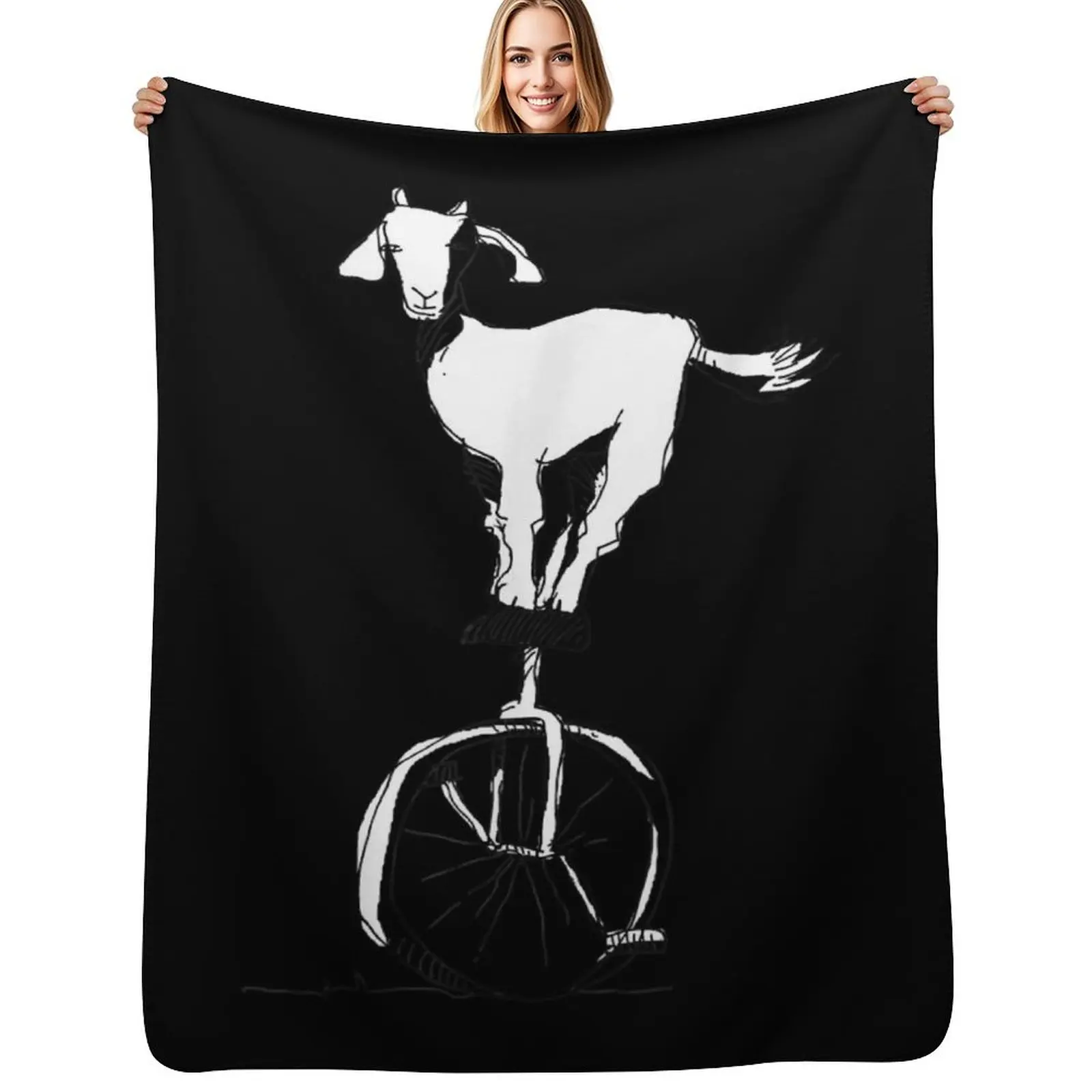 Goat On A Unicycle Funny Circus Animal Lovers Throw Blanket Cozy Microfiber Throw Blanket for Home Bedroom