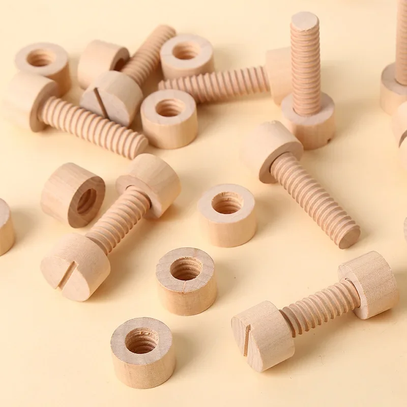 Wooden Screw Nut Assembly Educational Toy Solid Wood Screw Nut Decompression Fine Movement Training Educational Toy For Children