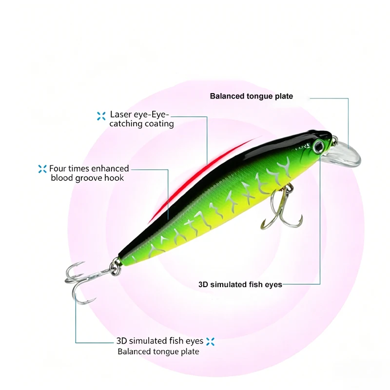 Sinkender Minnow-Spinnköder 5g 7g 10g 14g Angelköder 10cm Nadelköder Vibrierender Wobbler Salzwasser-Hardbait – Detail 3