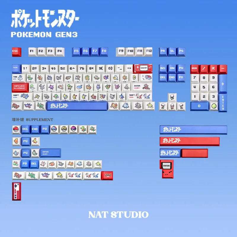 clavier-mecanique-avec-touches-en-pbt-a-5-faces-sublimation-par-teinture-profil-oem-art-pixelise-pokemon-gen-3-ensemble-complet-de-touches