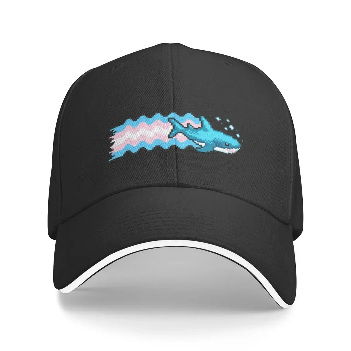 Cute Blue Shark Blahaj Pride Pixel Art Camping Baseball Caps Women Personalized Male Beach Sunscreen Hats Trucker Cap