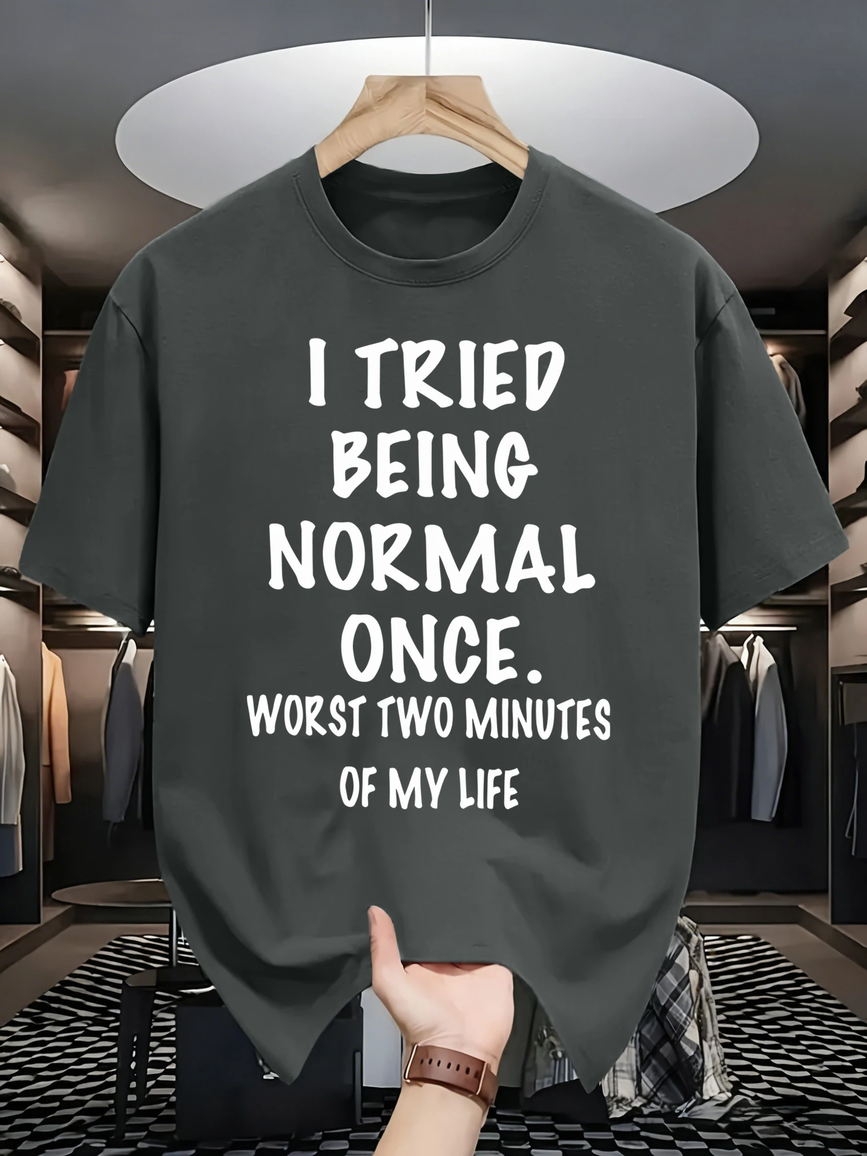 Stay Calm And Normal Funny T-Shirt Men Cotton Summer Fashion Tee O-Neck All-Match Clothing Unisex Casual Loose Short Sleeve