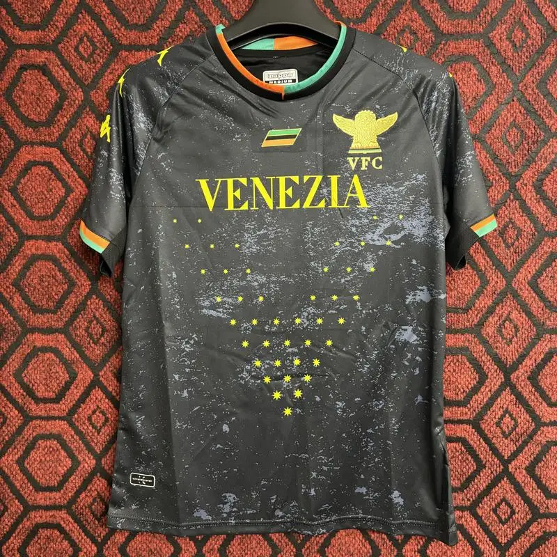 venezia222-ブラック-ホームスタジアム-フットボールシャツ-半袖-ファンバージョン-サッカーリーグの試合用カスタマイズ対応