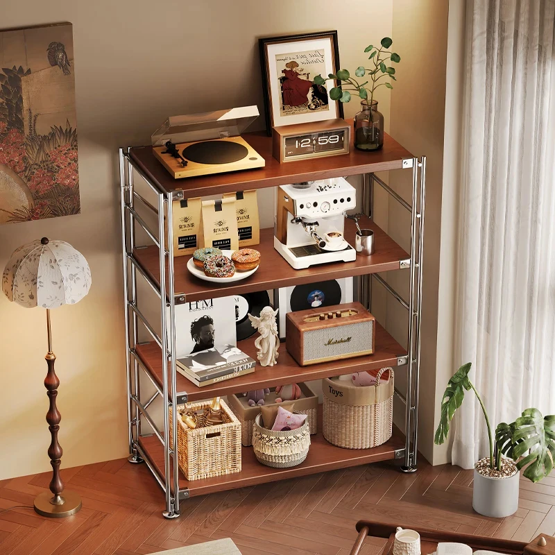 custom.Factory Customizable Organizer Storage Rack Modern Steel Wood Shelf Multifunctional Display Stand Space-saving S