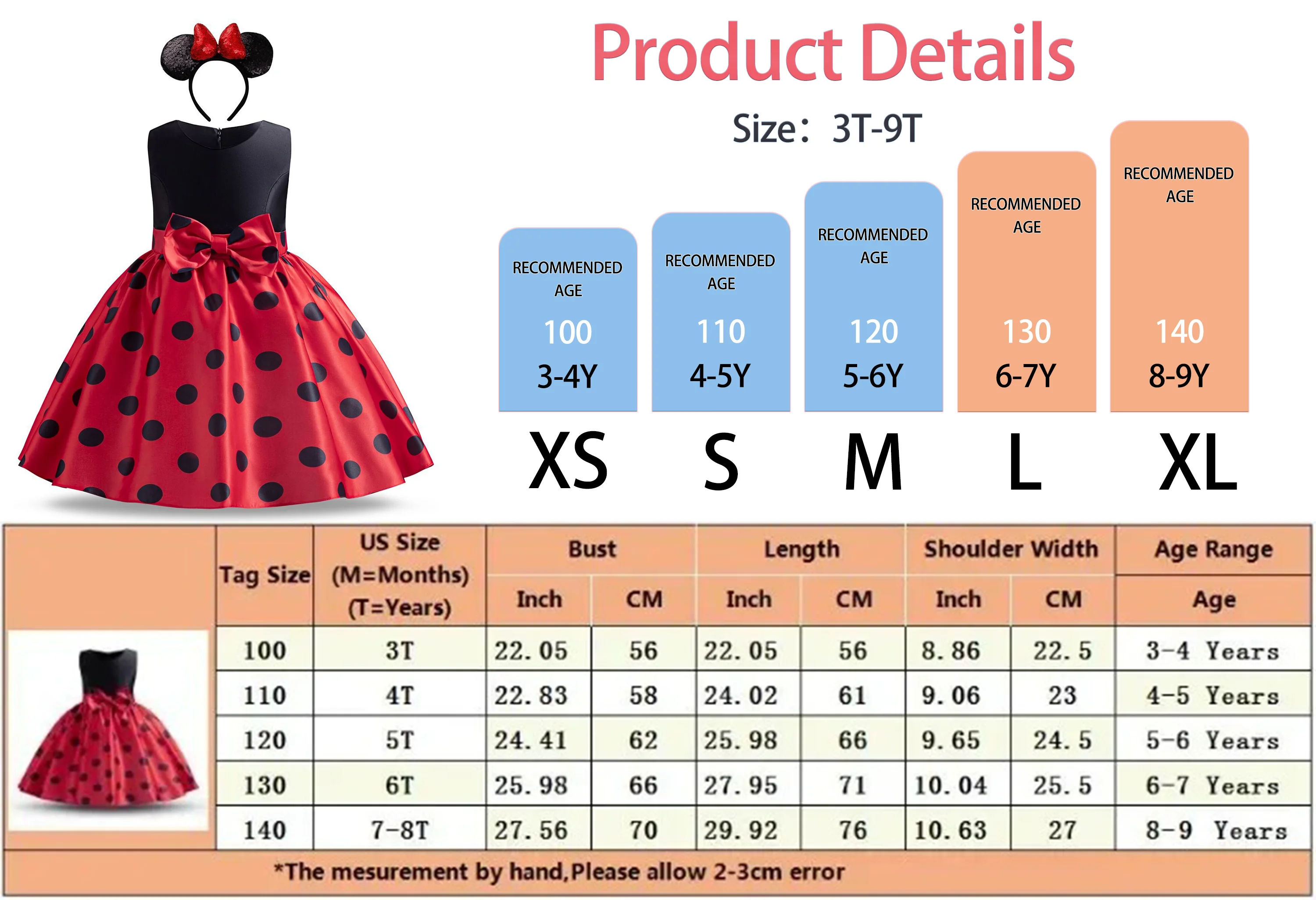 Bambi Children Princess Dresses Girl Kids Minni Mouse Polka Dot Dress Baby Birthday Party Halloween Costume Clothes