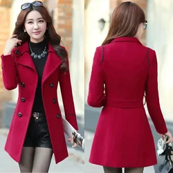 Spring Autumn Trench Coats Women Slim Double Breasted Ladies Overcoat Long Female Windbreakers Red Navy Camel Outerwear B300