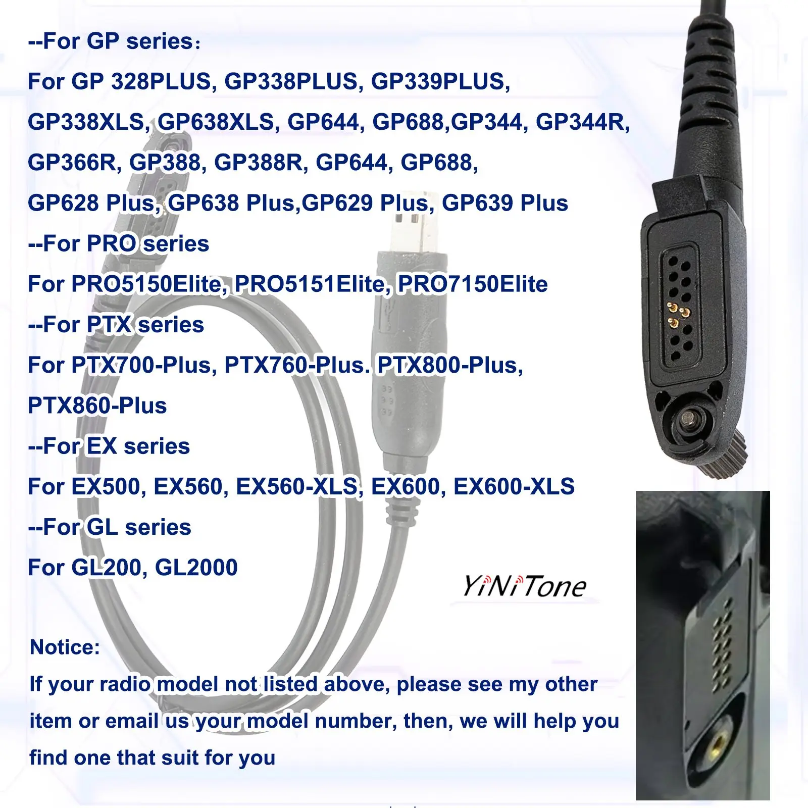 Schrijf Frequentie Lijn Voor Motorola Radio Gp328plus Gp338plus Gp644 Gp688 Gp344 Gp388 Ex500 Walkie Talkie Usb Programmeerkabel