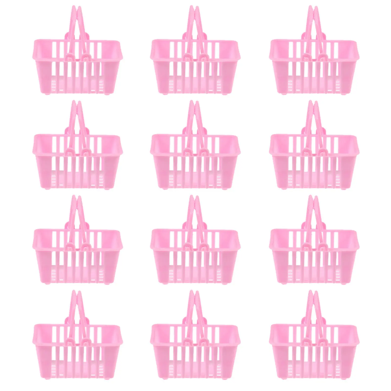 

12Pcs Shopping Basket Small Mini Candy Baskets Kids Playhouse Accessories Handheld Plastic Basket Simulation Shopping