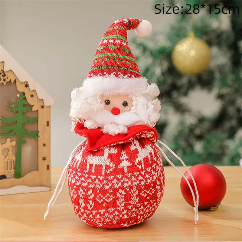 Christmas Gift Apple Bag Plush Santa Snowman Elk Xmas Gift Bags Candy Pockets Happy 2024 New Year Merry Christmas Gift Holder