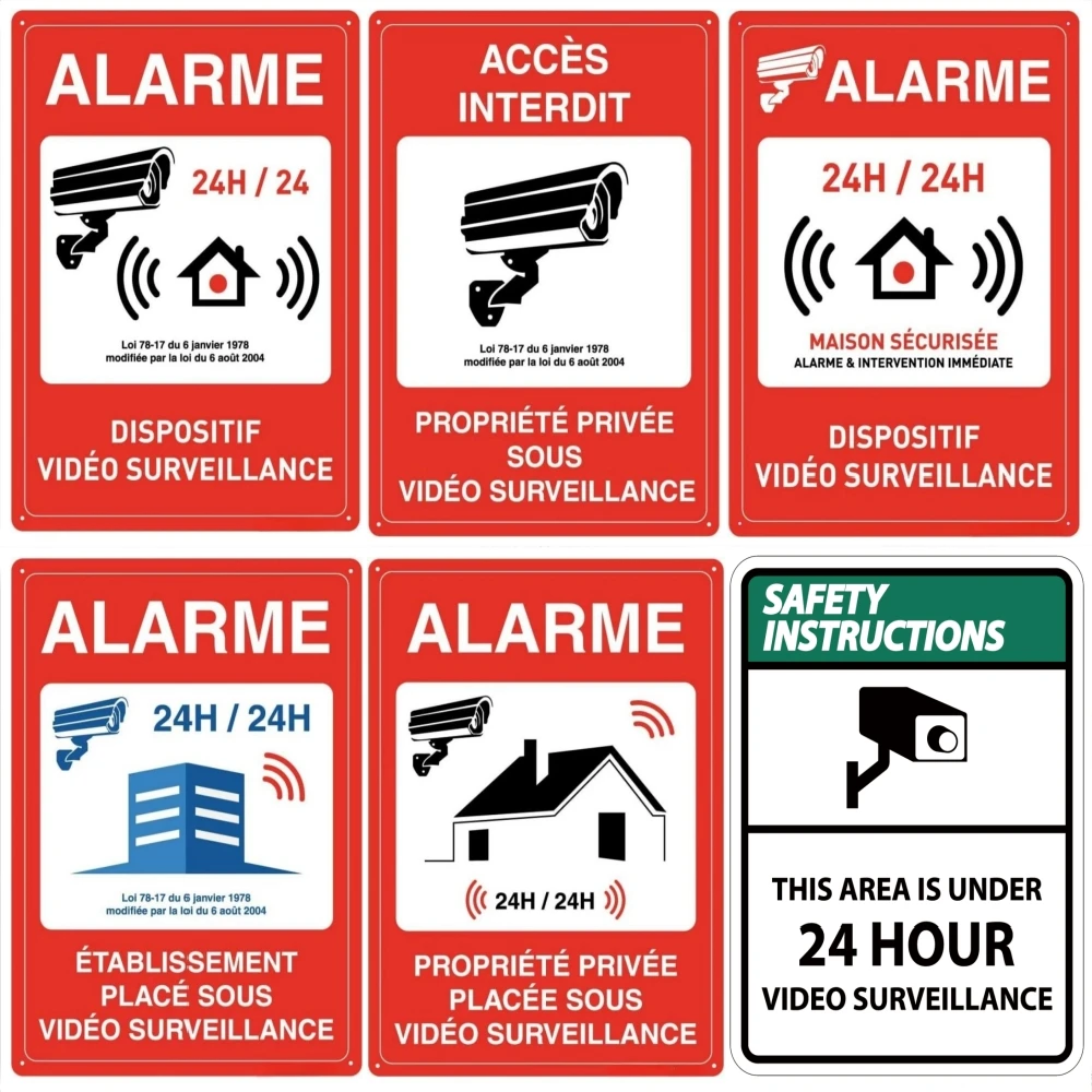 Panneau De Signalisation 알루미늄, Alarme Vidéo, Attente Sortie de Veicles, Chiens 가이드 사인