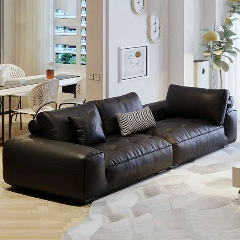 

Elegant Living Room Sofas Minimalist Leather Wooden Designer Daybed Sofas Modern Italian Lazy Woonkamer Banken Unique Furniture