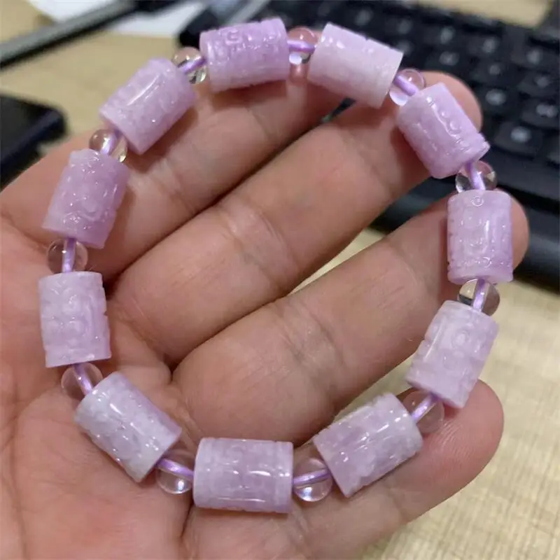 Natural Kunzite Mosaic bead Bracelet Fashion Crystal Quartz Jewelry Reiki Healing Gift For Women 1pcs