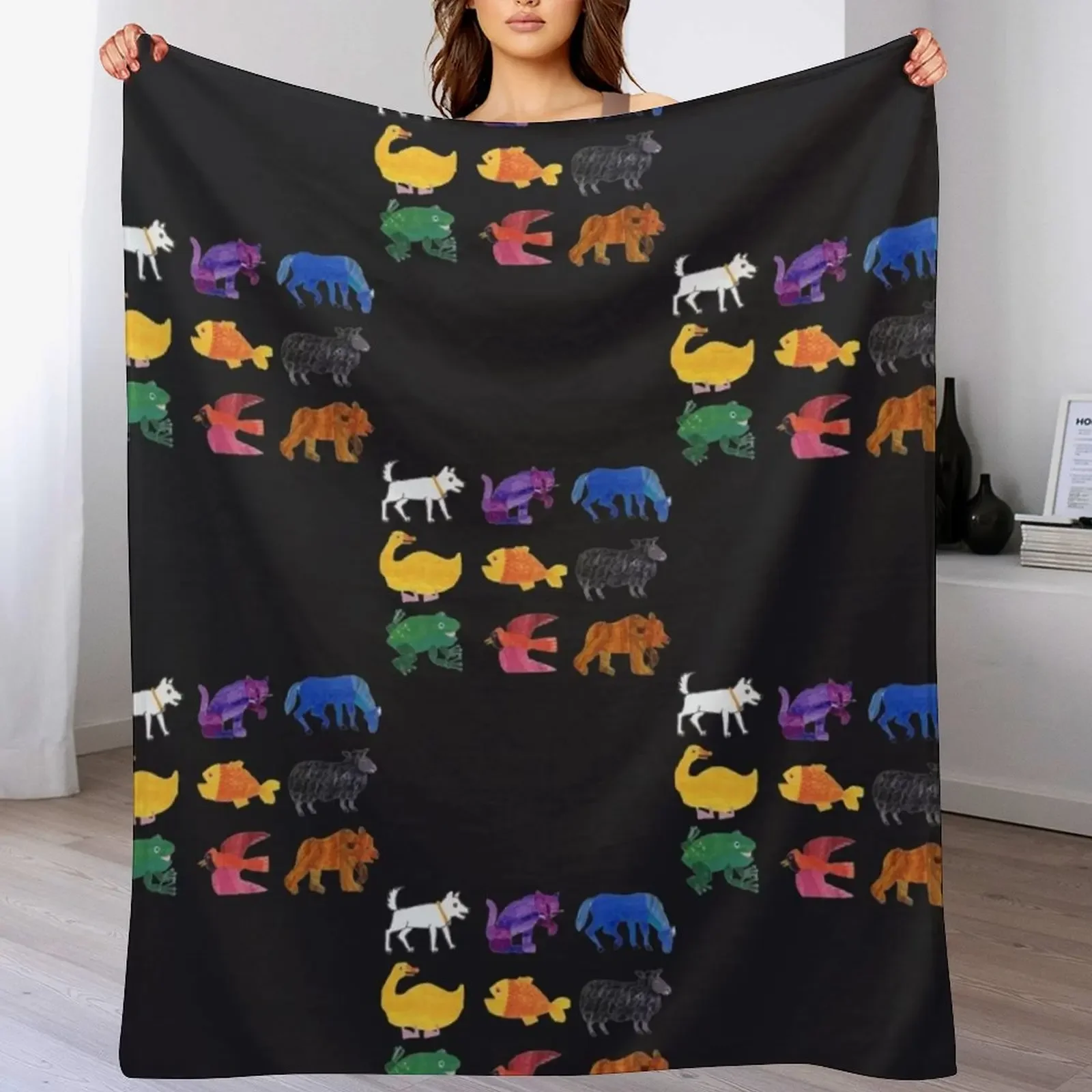 

Eric Carle Animals Throw Blanket Lightweight Warm Blanket for Travel Camping