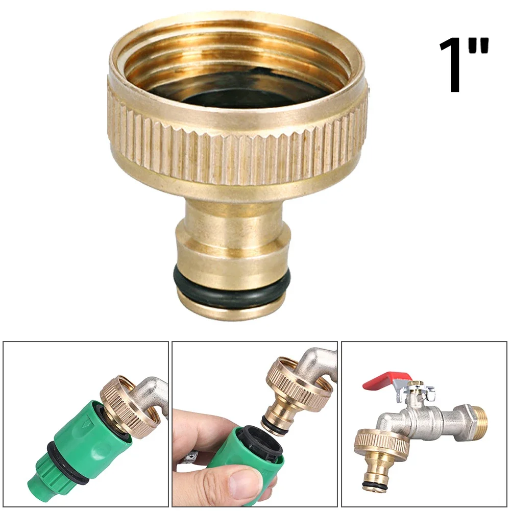 1inch Brass Fitting Adaptor Hose Tap Faucet Water Pipe Connector Thread Linking Adapter Garden Power Equipment