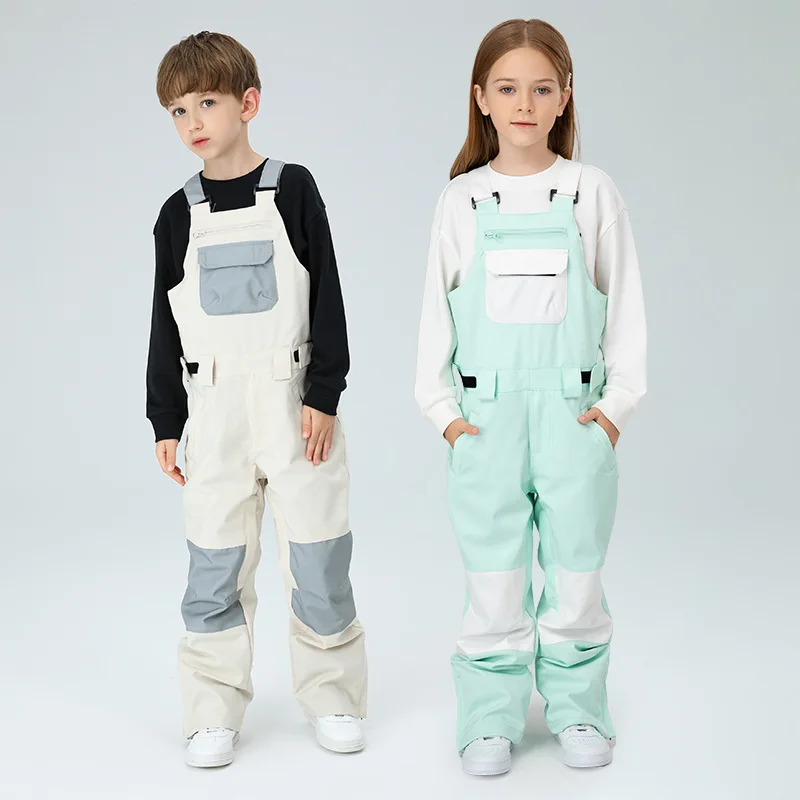 SEARIPE Overall Bib Ski Tahan Air Anak untuk Anak Laki-Laki & Perempuan-Celana Salju Tahan Angin Terisolasi dengan Lapisan Termal untuk Olahraga Luar Ruangan