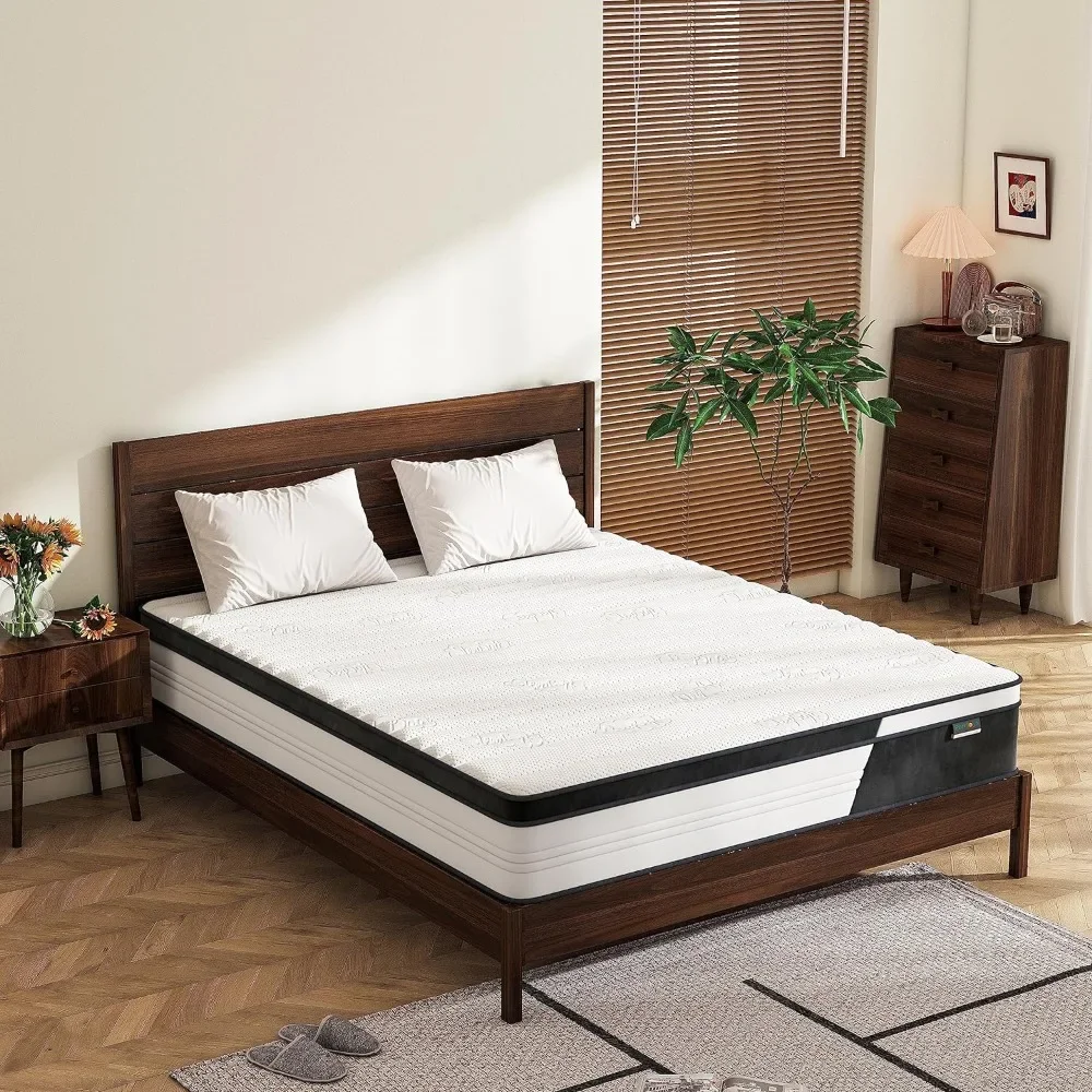 Full Mattress, 10 Inch Full Mixed Mattress, Gel Memory Foam in Box, Spring in Bag, Full-size Mattress