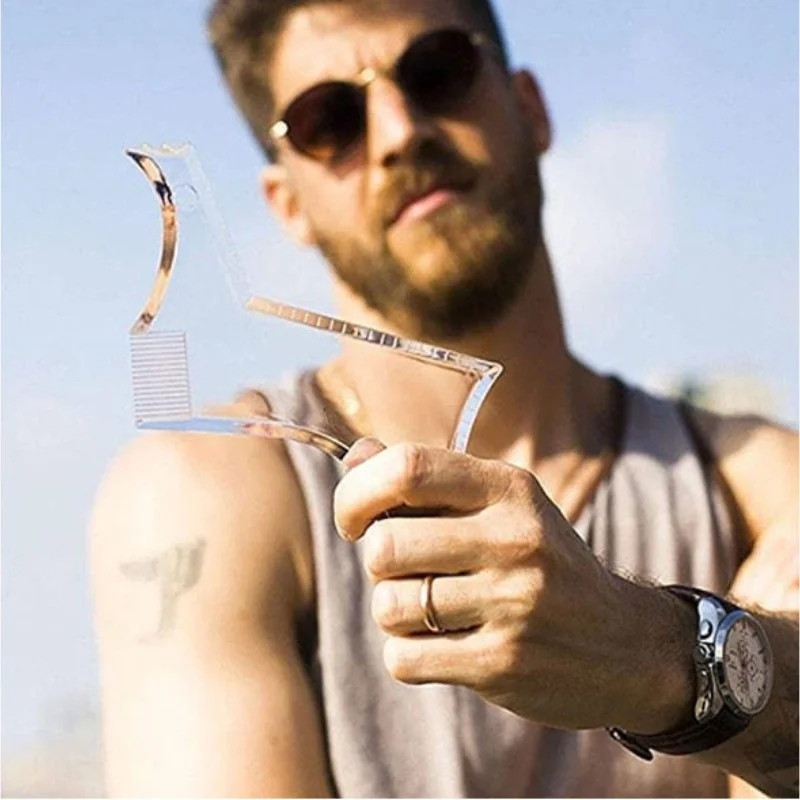 Beard Styling Comb Clear Beard Ruler Men's Care Comb Sideburns Beard Trim Contour Tool image 4