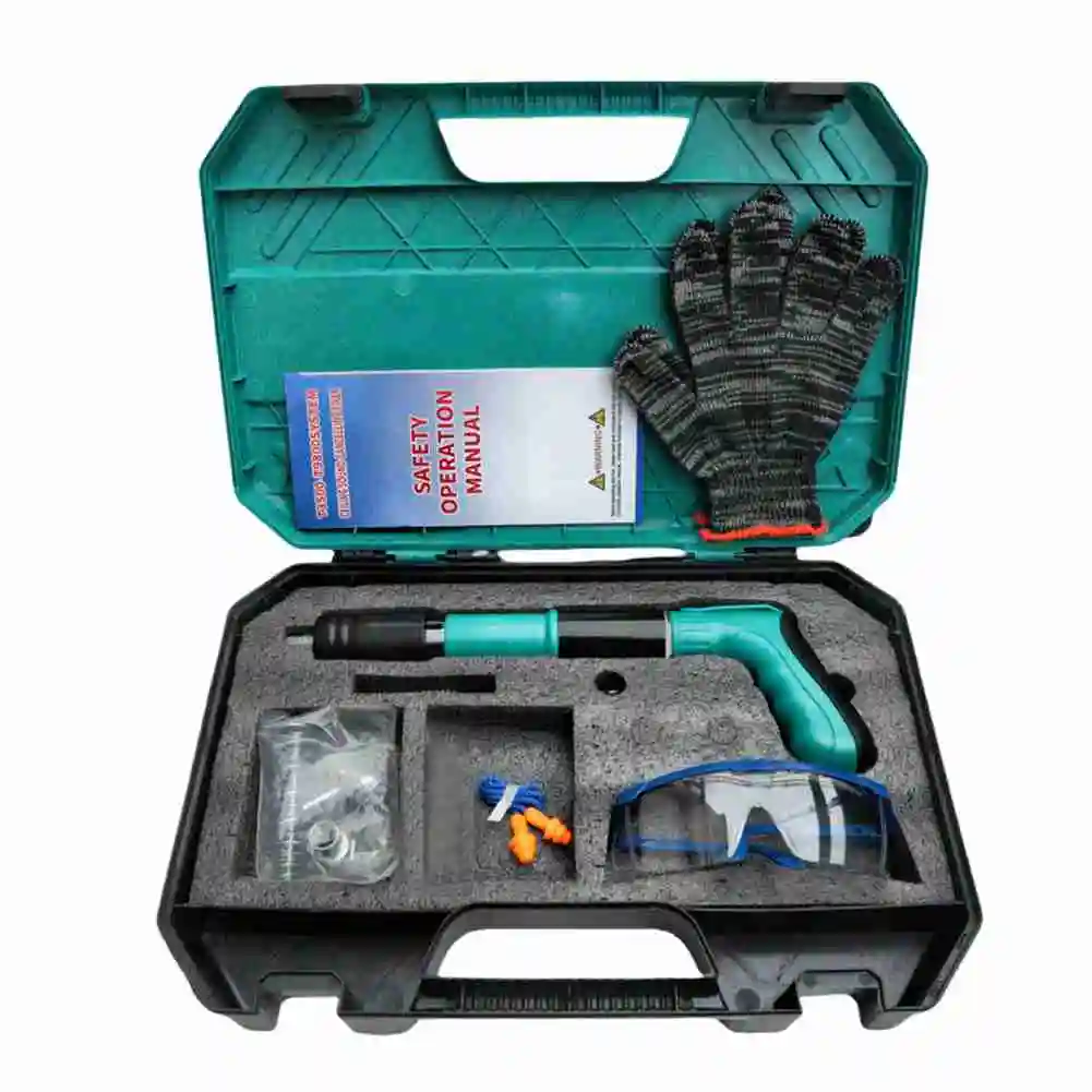 

ABFI Pneumatic Nail Gun With Storage Toolbox And 100 Nails- Silent Nail Gun Ceiling Installation Tool Wall Channel Fixing Nailer