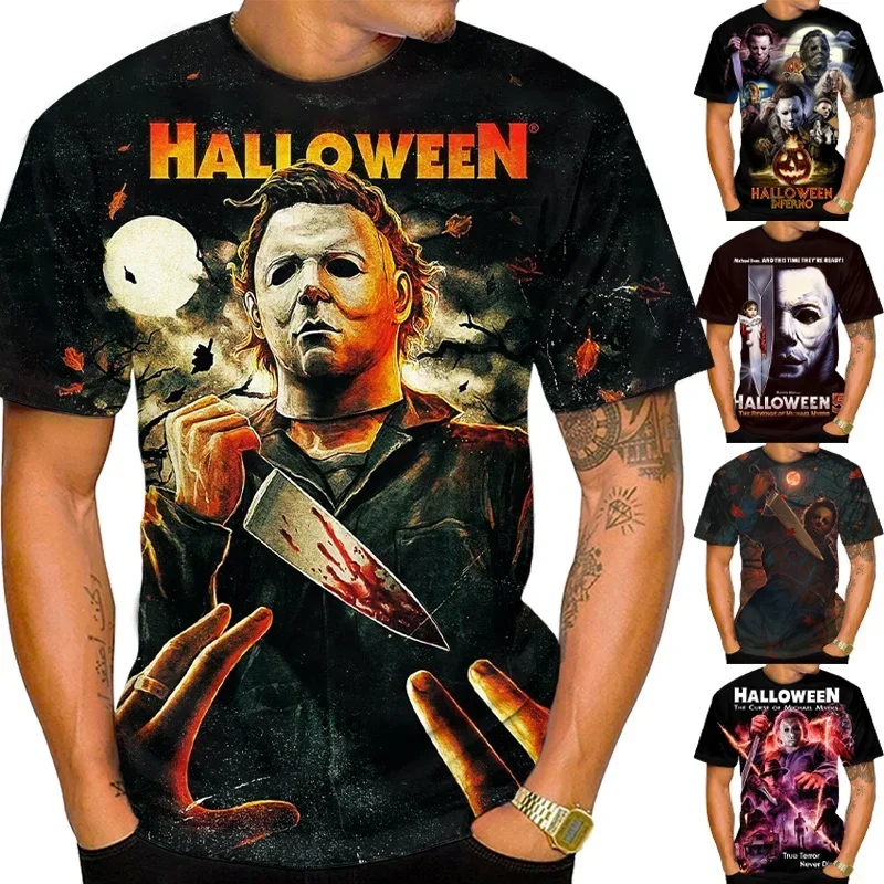 New Halloween Horror Movie Michael Myers 3D T Shirts Men/Women Fashion Tees Casual Short Sleeve Shirt Top sleeved hip-hop style