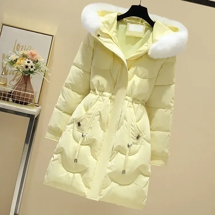 Winter Hooded Long Parkas Women Down Cotton Snow Wear Overcoat Thicken Warm New Cotton Padded Chaqueta Female Student Coat