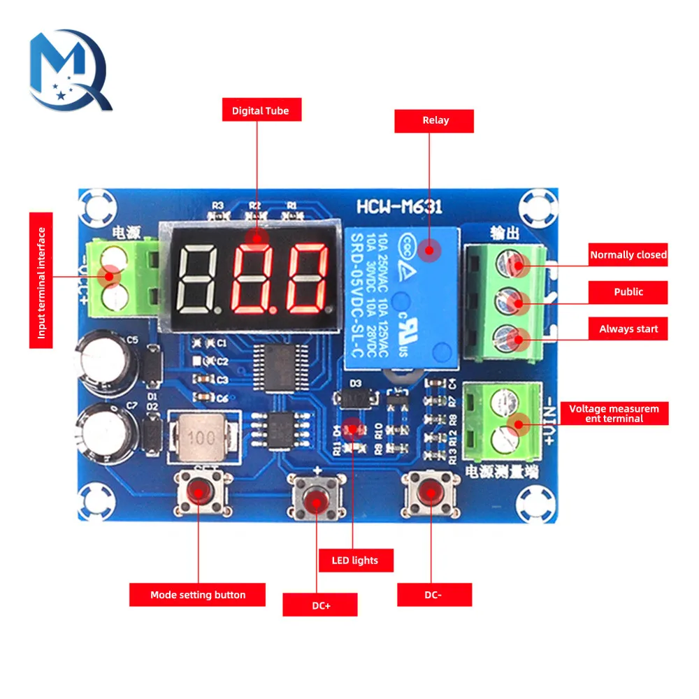 Relay Module Switch Trigger Time Delay XH-M608 Battery Charging And Discharging Module Voltmeter Undervoltage Overvoltage Protec