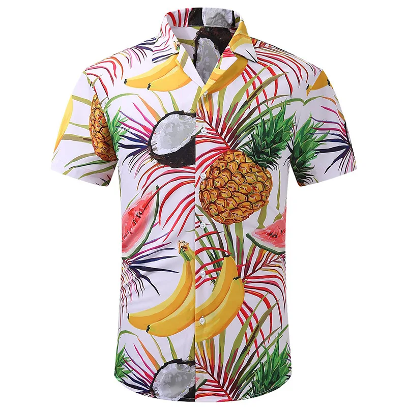 Fashion Summer Pineapple Short Sleeve Men Shirts 3D Print Hawaiian Shirt Oversize Casual Street Lapel Tees Tops Men Clothes