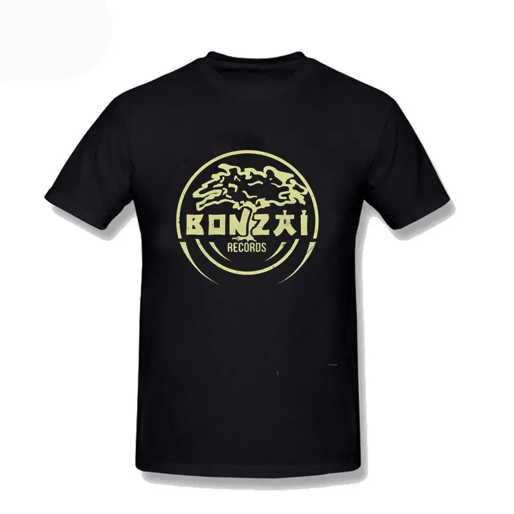 

Новая модная свободная одежда больших размеров Bonzai Records, пуловер с круглым вырезом, мужская хлопковая футболка с коротким рукавом, хлопковая футболка с коротким рукавом