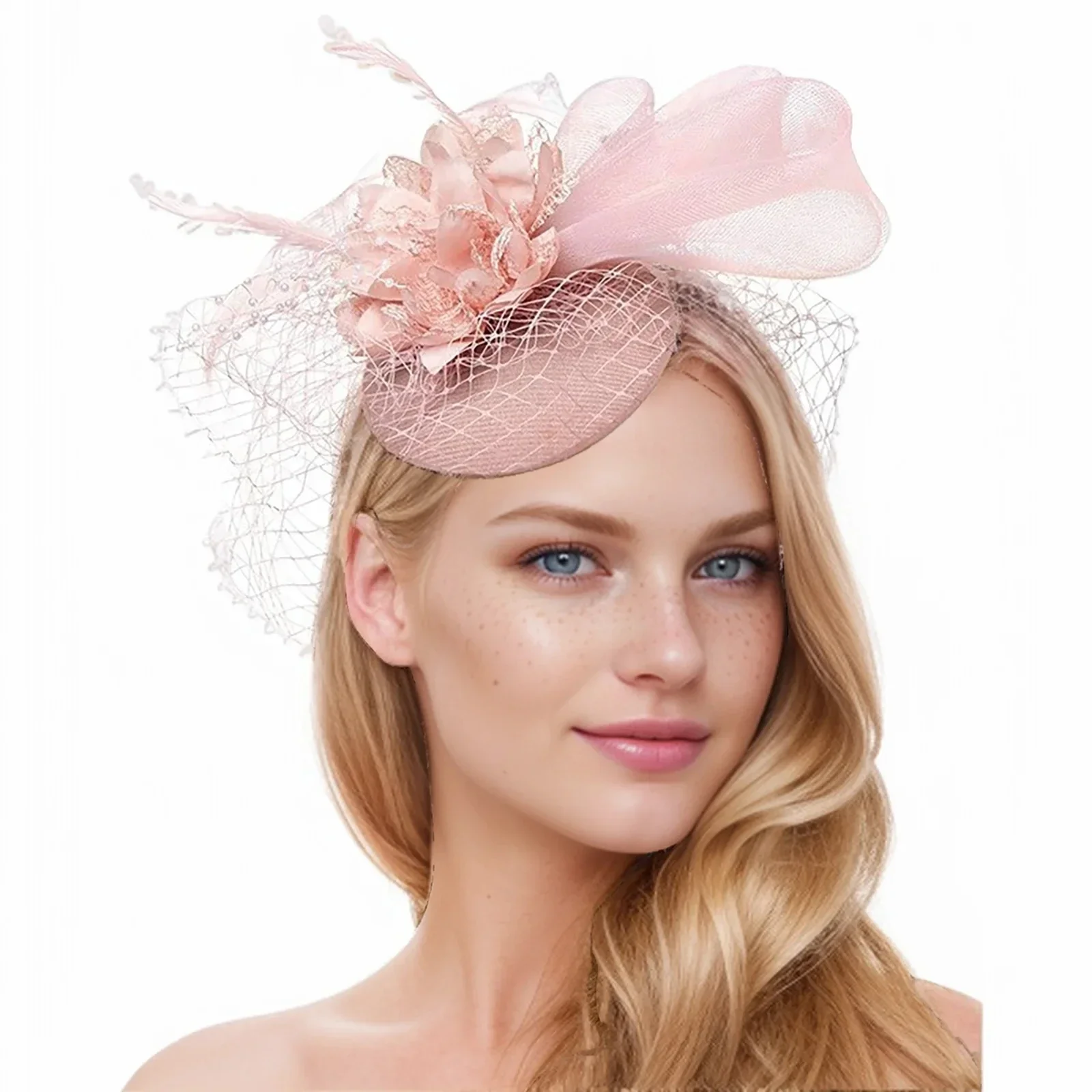 

Veil Fascinators Tea Party Headband Hat Flower Mesh Ribbons Feathers Hair Clip For Wedding Cocktail Headband Accessories